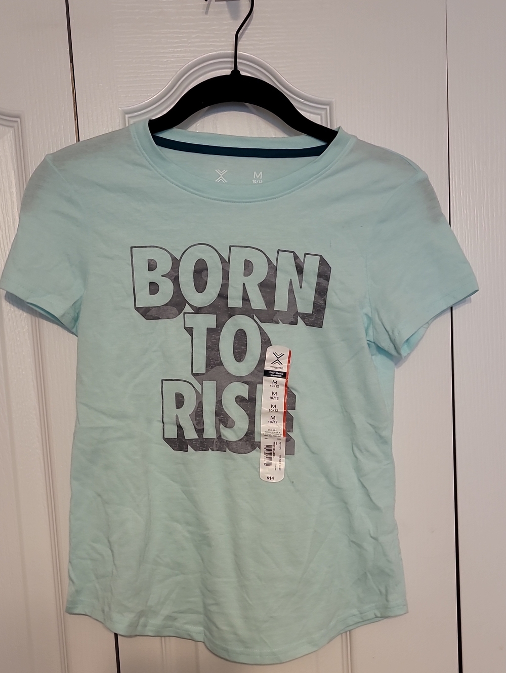 Xersion Light Aqua 'Born to Rise' Short Sleeve Graphic Tee